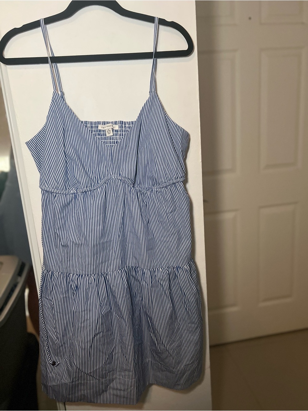 Women's Blue and White Striped Spaghetti-Strap Dress
